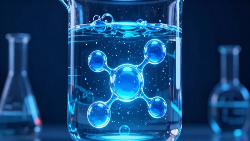 Agua brillante disuelve moléculas en un vaso