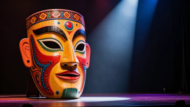   Máscara teatral estilizada con luz dramática