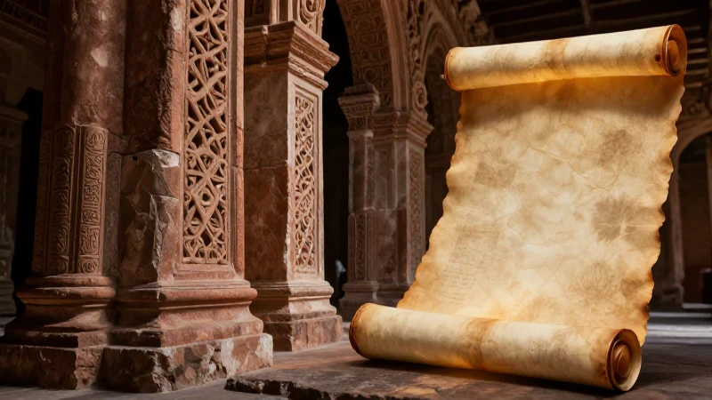 Explorando el legado histórico de la sociedad novohispana: revelaciones sorprendentes 8 Ruinas coloniales ornamentadas, iluminación dramática, atmósfera antigua