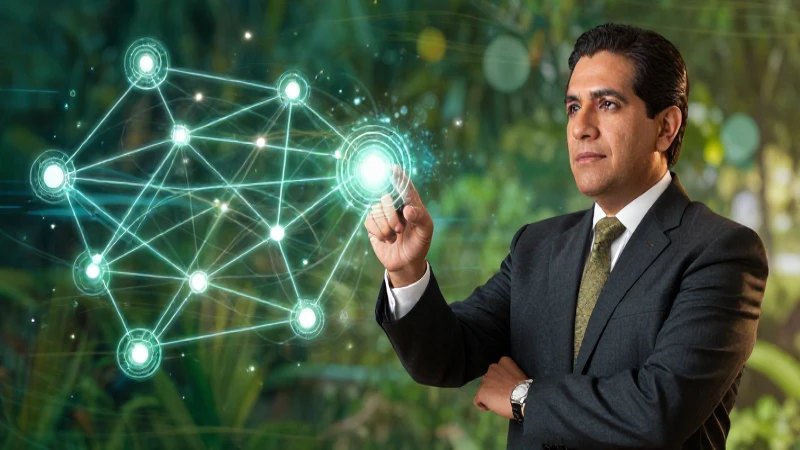 Educador mexicano supervisando una red digital estratégica
