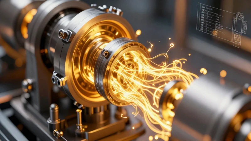 Máquina detallada con flujo energético dorado y estilo técnico