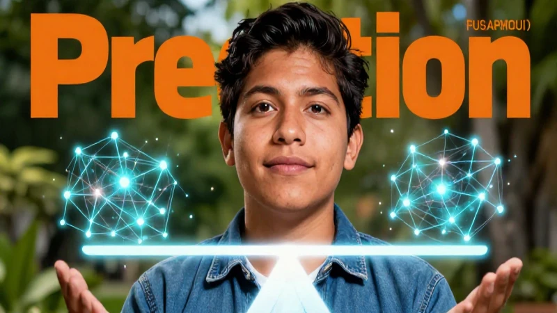 Educador mexicano en red holográfica, diseño profesional