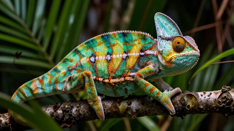 Camaleón vibrante, adaptable y de colores vivos
