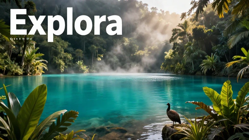 Lagunas tropicales encantadoras con flora vibrante y bruma