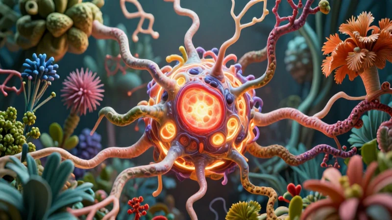 Visualización detallada de vida biológica vibrante
