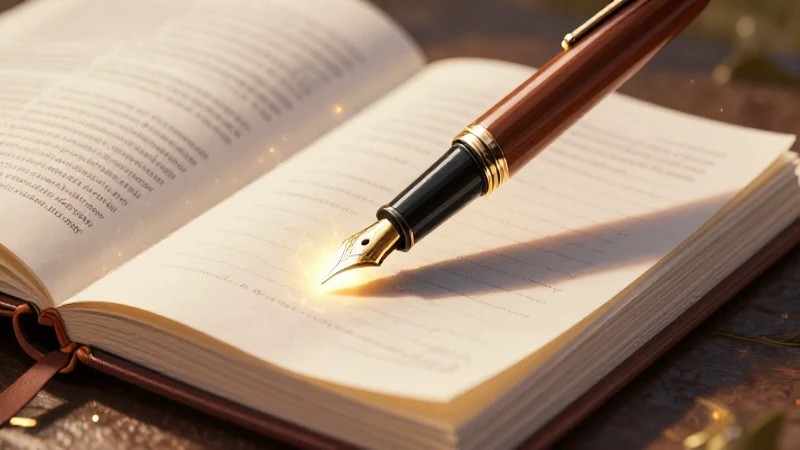 Pluma dorada sobre diario, simbolizando pensamiento