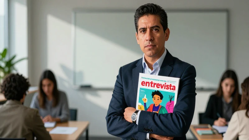 Educador mexicano profesional, mirada intensa y moderna