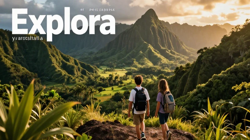 Estudiante explora paisaje tropical espectacular y detallado