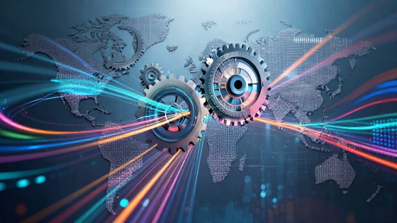 Las características del sistema político y su impacto en la sociedad 5 Mapa político estilizado con gears de datos vibrantes