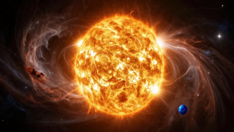 Nebulosa cósmica, sol brillante y azul Tierra