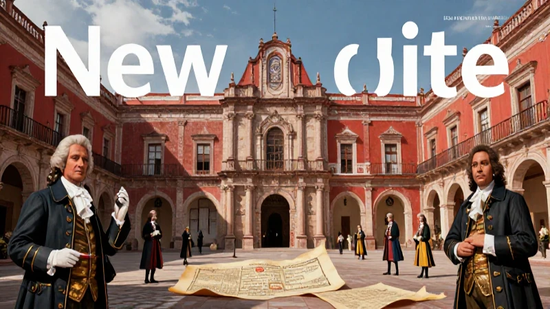 Características políticas de la Nueva España: Un análisis completo 3 Palacio colonial majestuoso con atmósfera cinematográfica e histórico