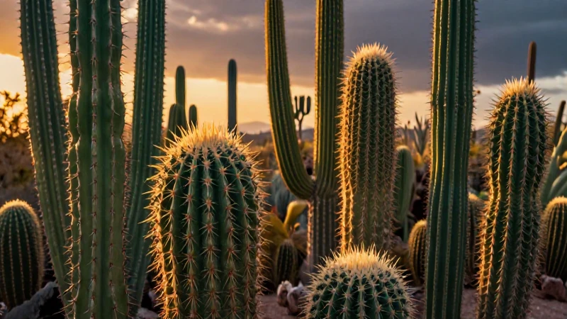 Ilustración detallada y vibrante del cactus Cardón mexicano