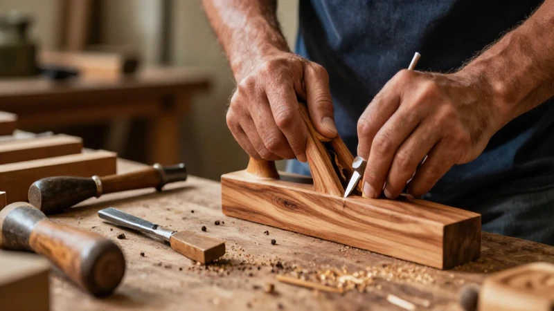 Artesano talla madera fina con herramientas de alta calidad