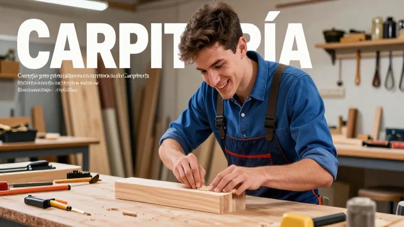 Carpintero joven crea bloque de madera para revista