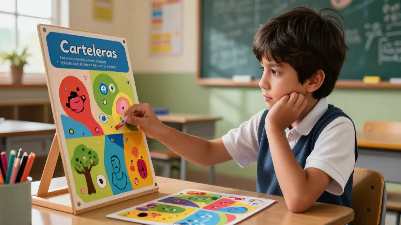 Estudiante reflexivo mira cartelera educativa en México