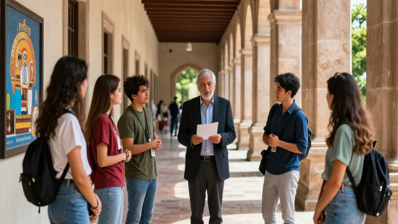Estudiantes y académicos interactúan en el campus