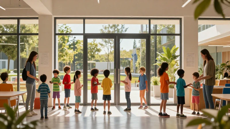 Niños y adultos en vibrante centro comunitario moderno