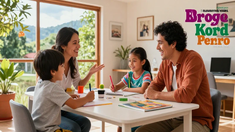 Familia peruana alegre aprende en estudio moderno