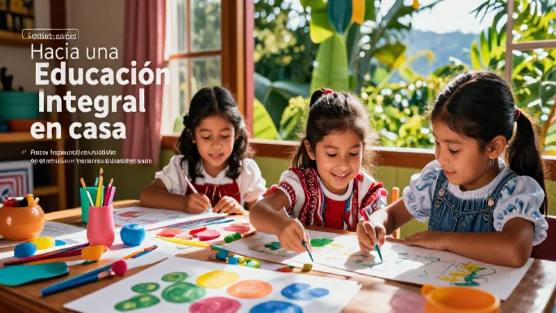 Niños aprendiendo con alegría y creatividad en casa