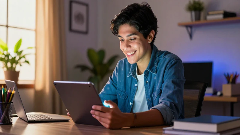 Casa en inglés: Aprendo inglés y otros idiomas en casa 7 Estudiante mexicano aprende inglés con tableta