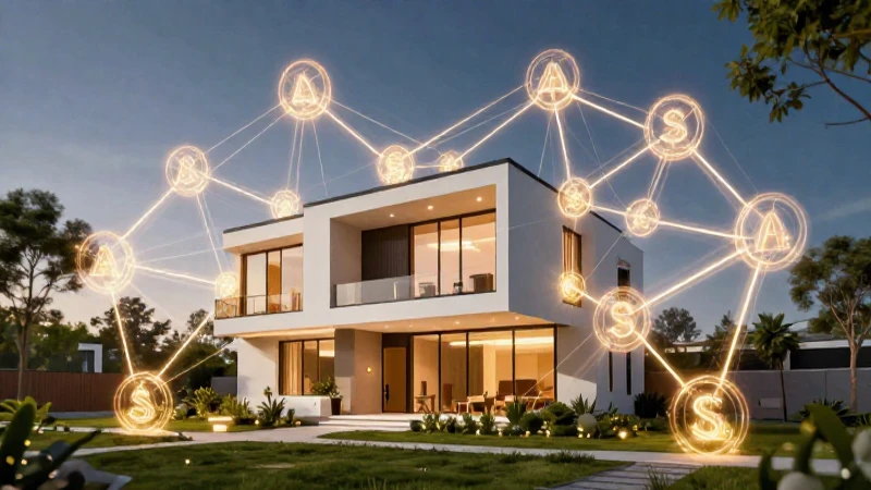 De qué manera se relacionan las palabras en la familia casa 5 Ilustración moderna: casa con conexiones abstractas y luminosas