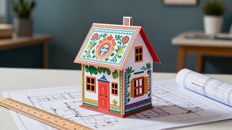 Casa de papel detallada con herramientas de diseño