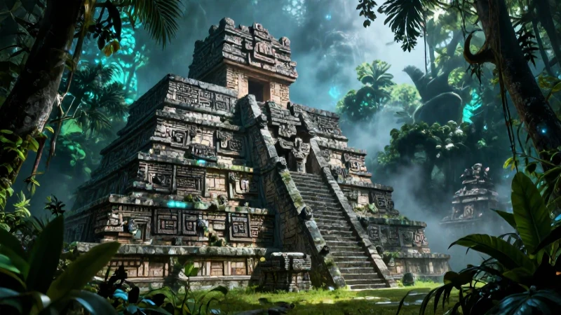 Te gustaría explorar Casa Xibalba, la mítica residencia maya 7 Arquitectura maya mística en jungla detallada