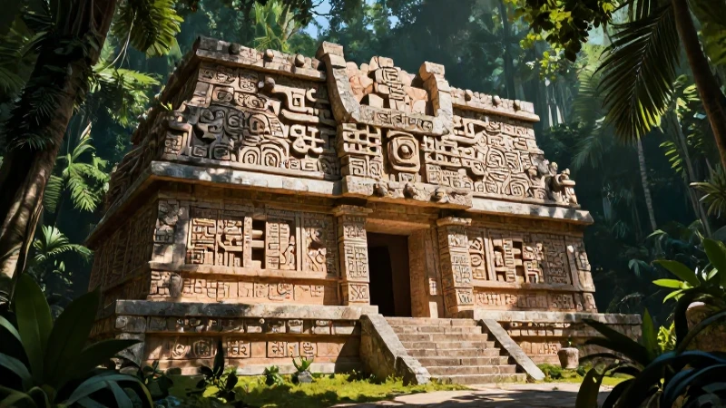 Te gustaría explorar Casa Xibalba, la mítica residencia maya 4 Arquitectura maya épica en selva vibrante