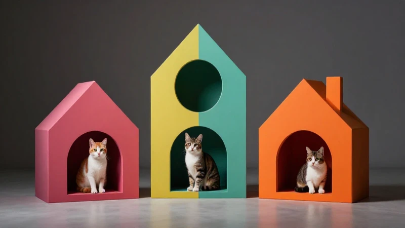 Casitas geométricas modernas para gatos, diseño funcional y elegante