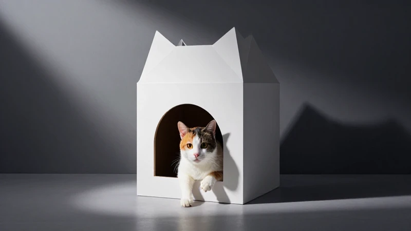 Gato vibrante en casa geométrica moderna