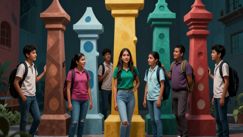 Estudiantes mexicanos en un estilo vibrante y dinámico