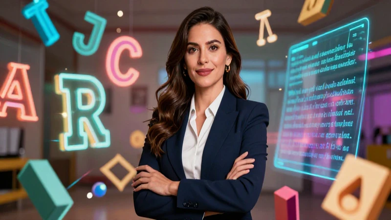 Maestra mexicana vibrante con diseño futurista