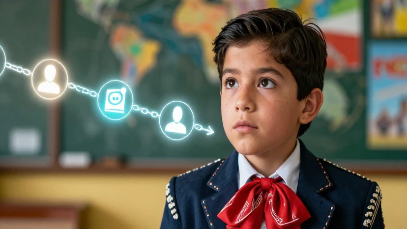 Estudiante mexicano con conceptos educativos y estilo vibrante