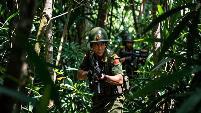 La verdadera causa de la guerra de Vietnam al descubierto: historia, políticas y consecuencias 3 Soldado vietnamita en jungla con tensión dramática