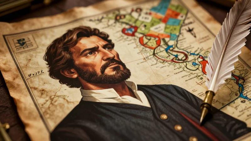 Las causas de la independencia: una mirada profunda a la historia 5 Ilustración épica de un héroe histórico y mapa