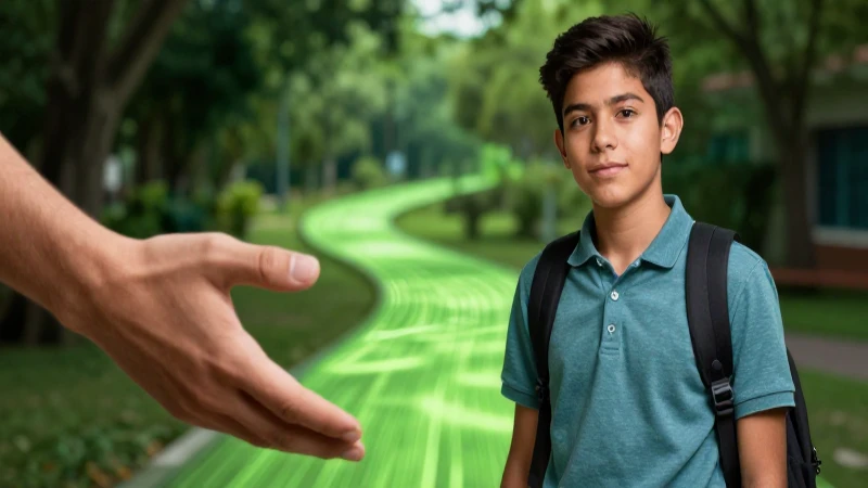 Joven estudiante mexicano guiado hacia el éxito