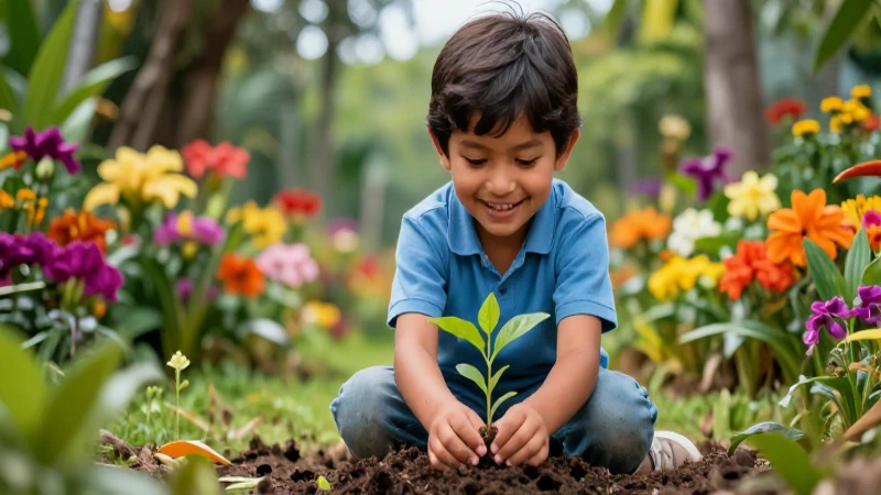 Los niños plantan para proteger la naturaleza