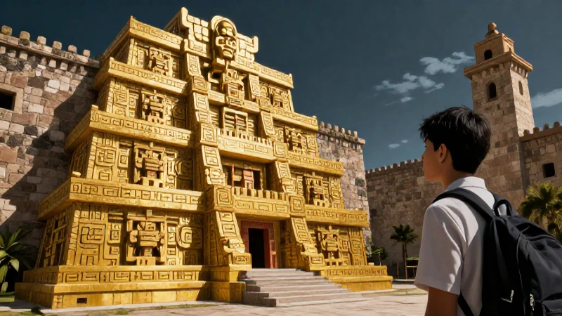 Conquista de Tenochtitlán: Causas, consecuencias e impacto histórico 5 Arquitectura mesoamericana y europea bajo luz dramática