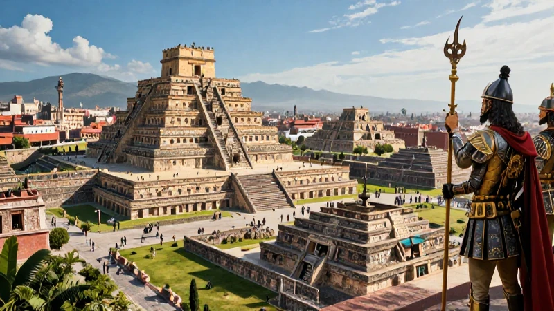 Conquista de Tenochtitlán: Causas, consecuencias e impacto histórico 4 Ilustración épica de Tenochtitlan y la conquista