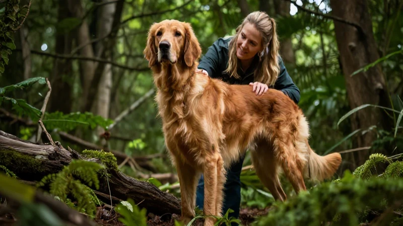 Perro de caza majestuoso en bosque cinematográfico