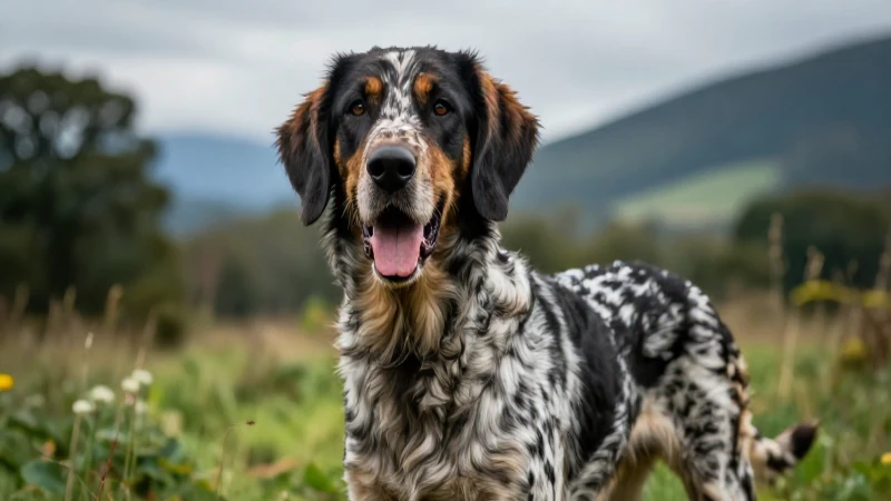 Retrato dinámico de perro de caza en entorno natural