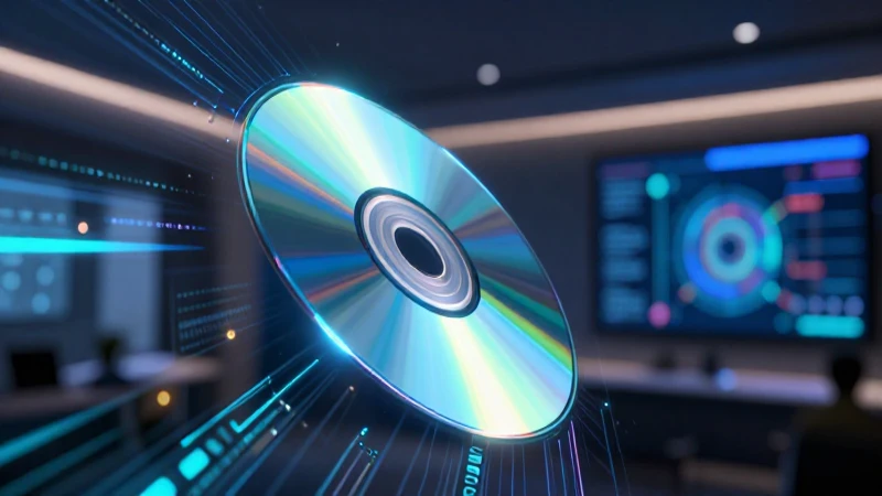 CD flotante futurista con estética de revista
