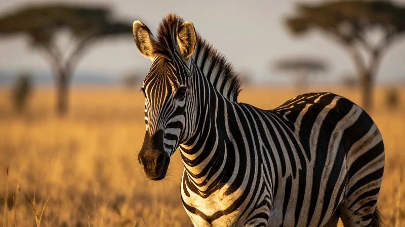 Zebra majestuosa al atardecer en sabana africana