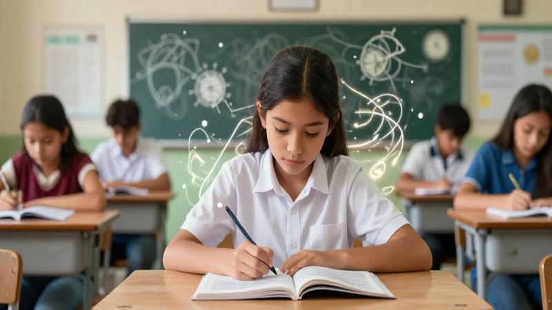 Estudiante enfocado en aula moderna dinámica