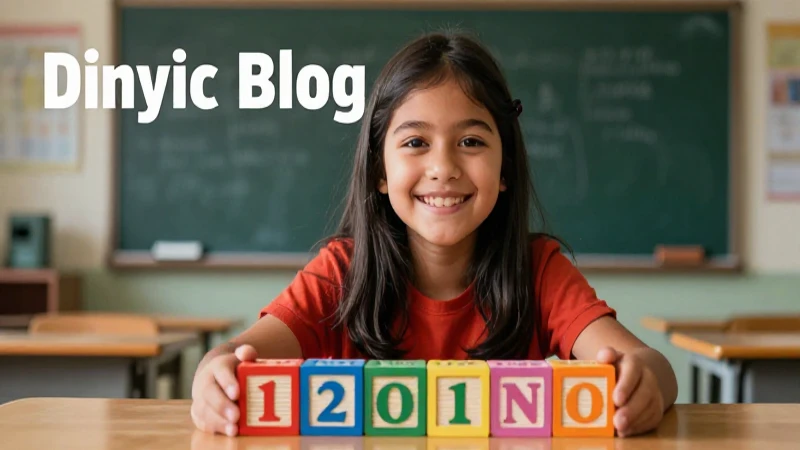 Estudiante sonriente aprende con bloques de colores
