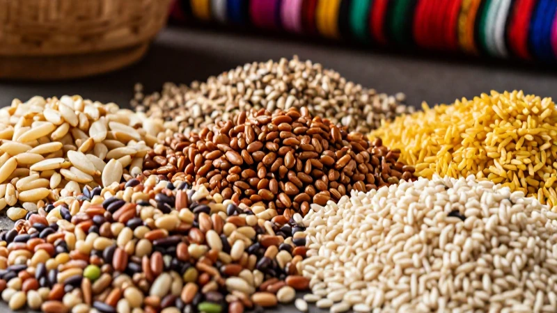 Cereales: 15 Ejemplos Diversos y Nutritivos para Ti 7 Granos contrastados con estética culinaria rústica