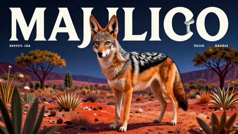 Majestic jackal en ecosistema desértico mexicano