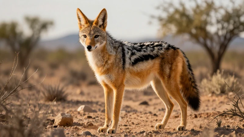 Jackal majestuoso en desierto mexicano detallado