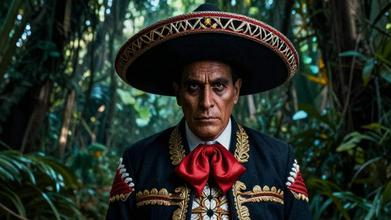 Retrato hiperrealista de chaneque en el bosque misterioso
