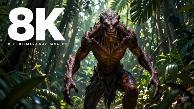 Chaneque amenazante en jungla, ultra realista